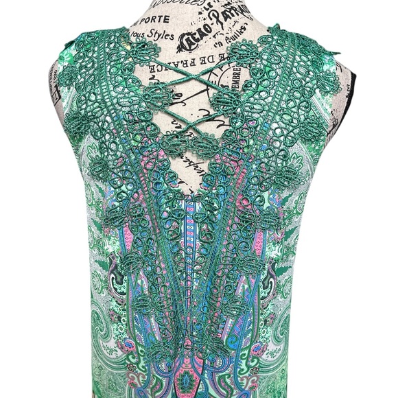 Elegant Green and Blue Maxi Dress - Picture 8 of 12